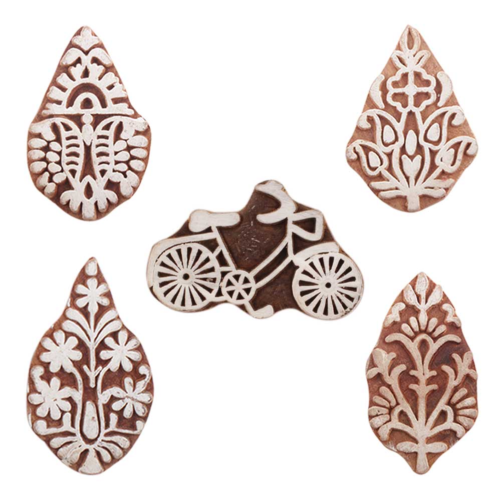 Set of 5 Piece New Mix Wooden Printing Blocks